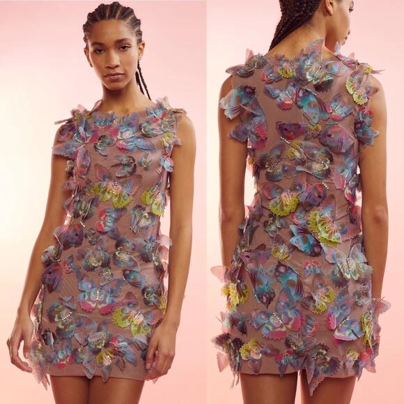 Cynthia Rowley Butterfly Appliqué Mini dress Size 4 - Picture 3 of 11